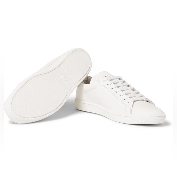 SAINT LAURENT SL01 WHITE LEATHER SNEAKERS - Picture 5 of 6